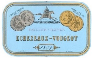 etiquette Echezeaux-Vougeot 1864, Est. 1058